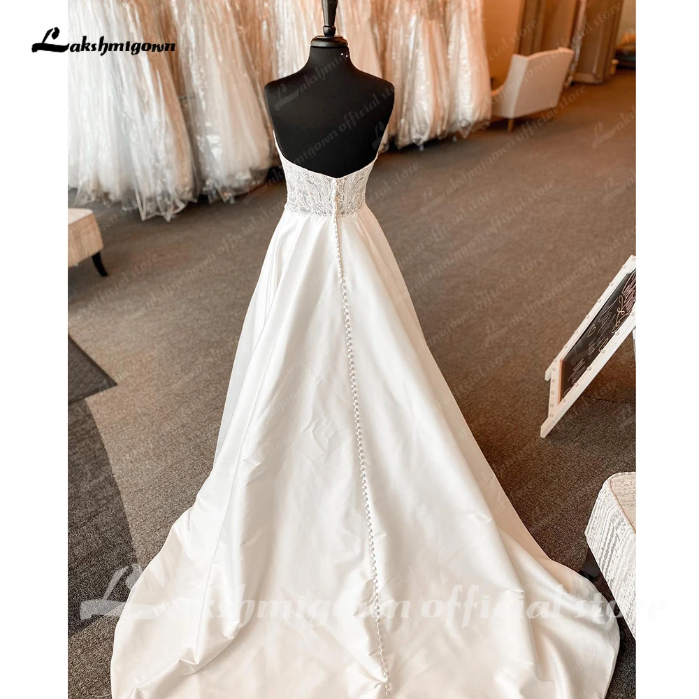 Lakshmigown Damen Schulterfreie Hochzeitskleider Maßgeschneiderte Roben A-Linie Satin Brautkleider vestido de casamento – Detail 6
