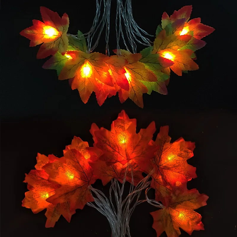 1.5/3/6/10M LED Maple Leaf Light String Artificial Maple Leaf Vines Hanging Rattan Fall Garland for Thanksgiving Home Party DIY