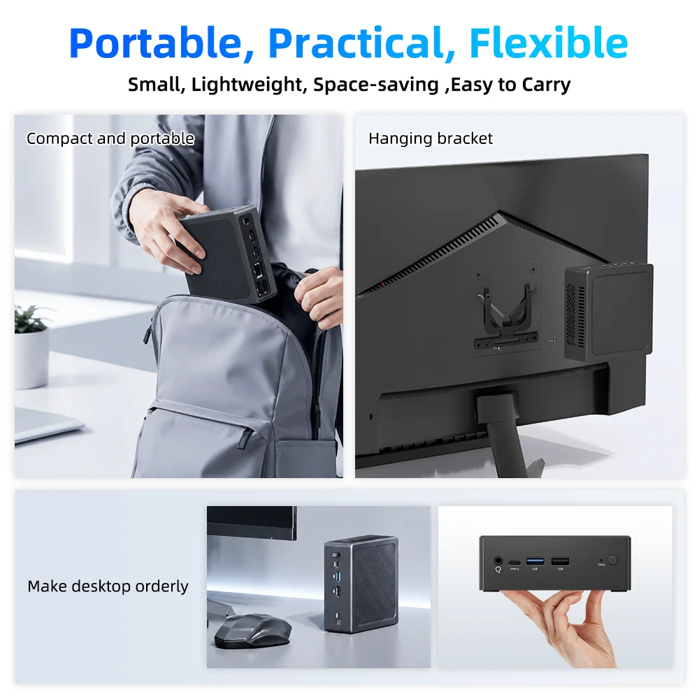 TexHoo Mini PC Intel Celeron N2940 16GB RAM 512GB SSD WIFI5 BT4.0 Windows 10 Desktop Computer 4USB TypeC Dual Display for Office