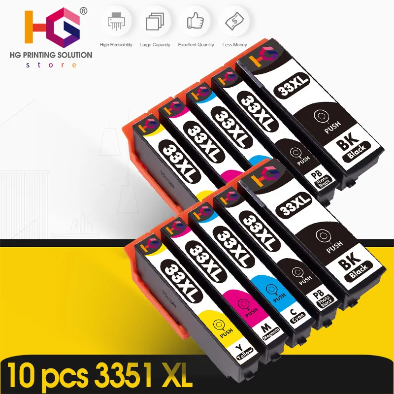 T3351 Cartucho de tinta para impressora Epson, 33XL, compatível XP-530, 630, 830, 635, 540, 640, 645, 900, T3351, 3361
