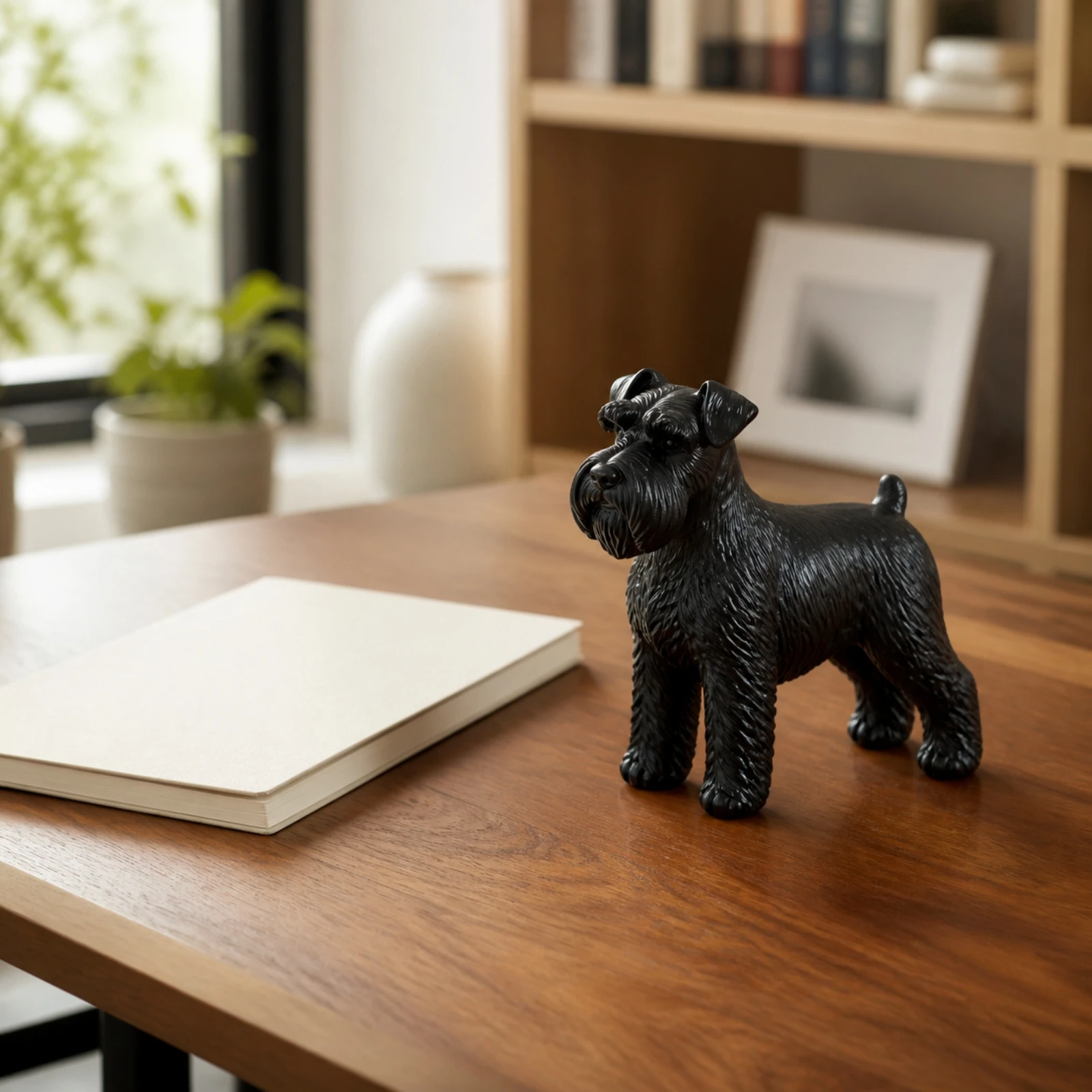 Miniature Schnauzer Figurine Compact Miniature Schnauzer Statue Dog Statue with Coat Texture Texture Sturdy Animal Model