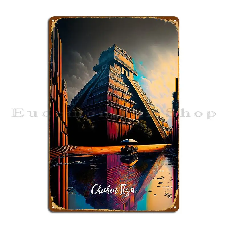 Artsy Chichen Itza 5 Metal Sign Home Wall Mural Custom Club Bar Kitchen Tin Sign Poster