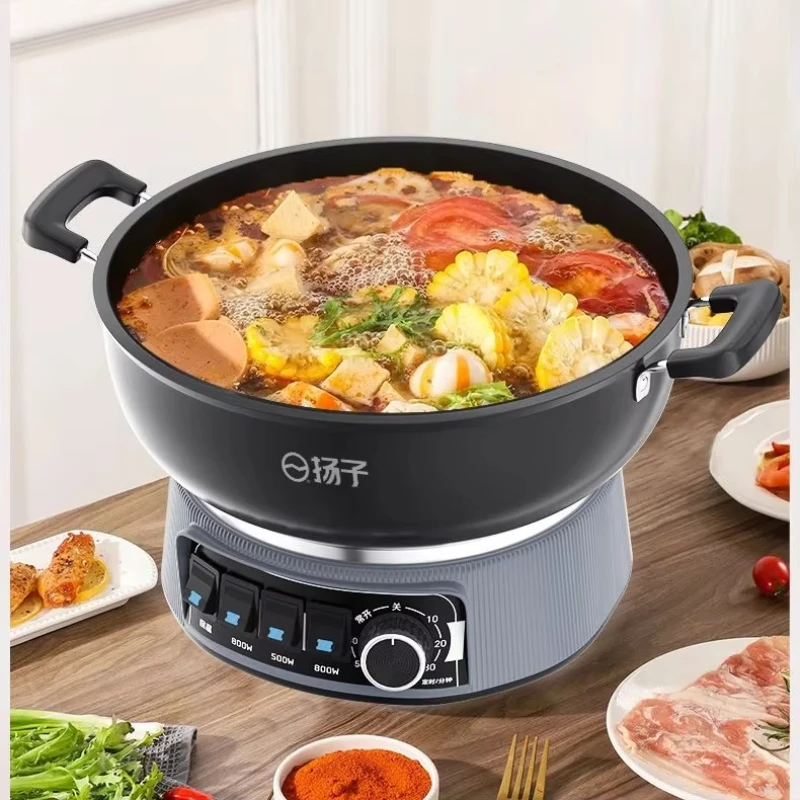 Household cast iron electric frying pan multifunctional electric hot pot steaming and frying integrated electric steamer