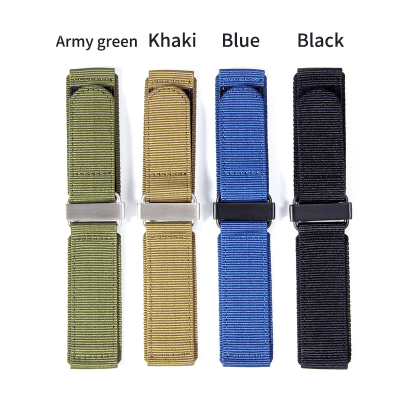 For Bell Rose Breathable Comfortable Wear-Resistant Nylon Canvas Hook and Loop Fastener 22 24mm Watch Strap