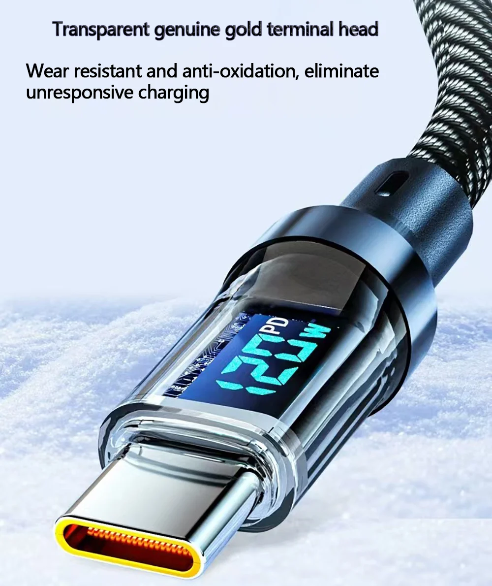 120W Fast Charging USB-C Cable with LED Display 5