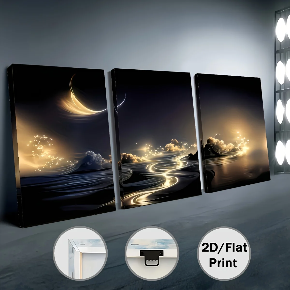 （NO Frame 3PCS）-2D Flat, 2D Flat, 2D Flat Three 2D Prints, Framed Canvas Paintings And Posters, Ready to Hang, Modern Style L