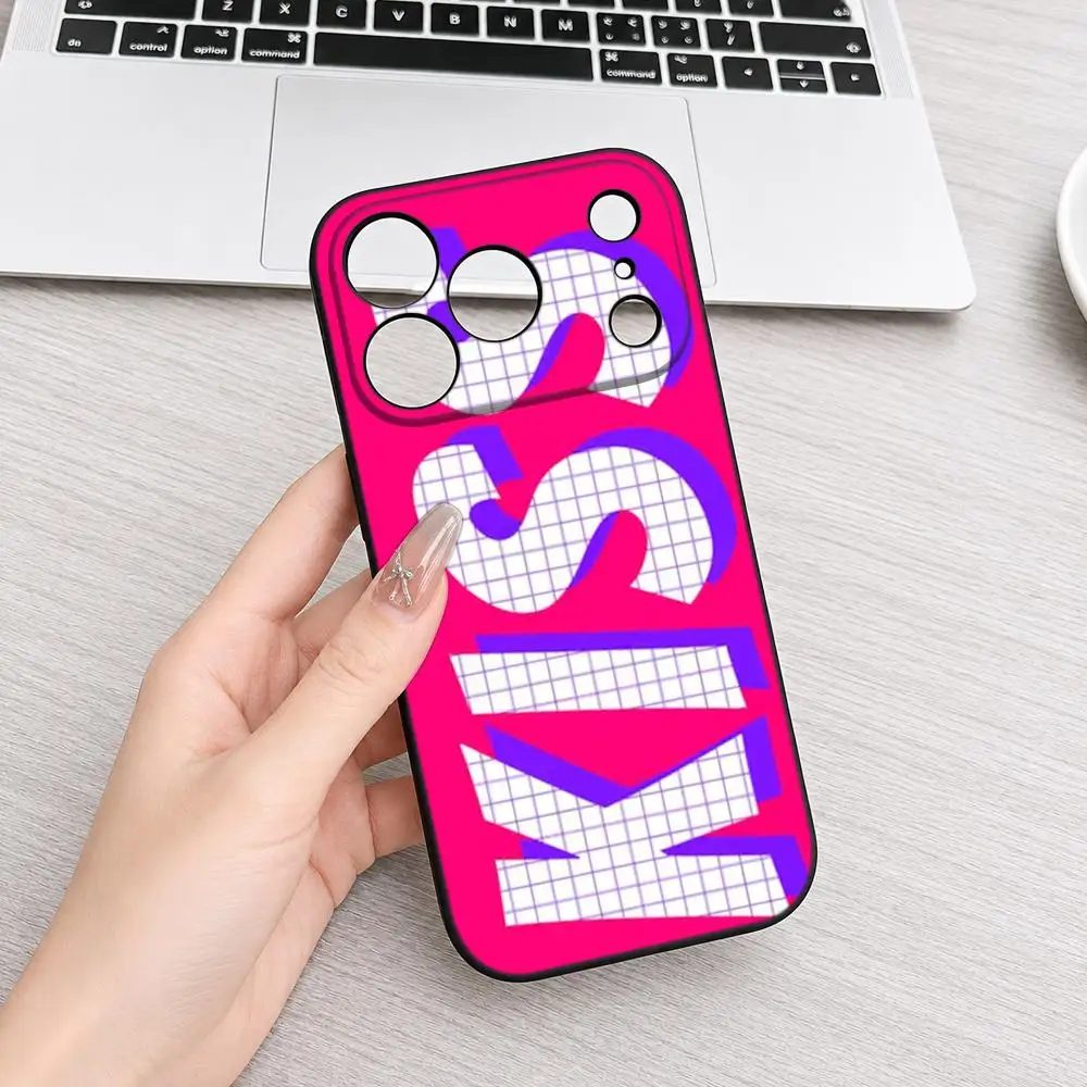 Coque de téléphone personnalisée avec lettres anglaises Kiss pour iPhone 17 Air 16 15 14 Plus 13 12 11 Pro Max 16e, antichoc, transparente HD