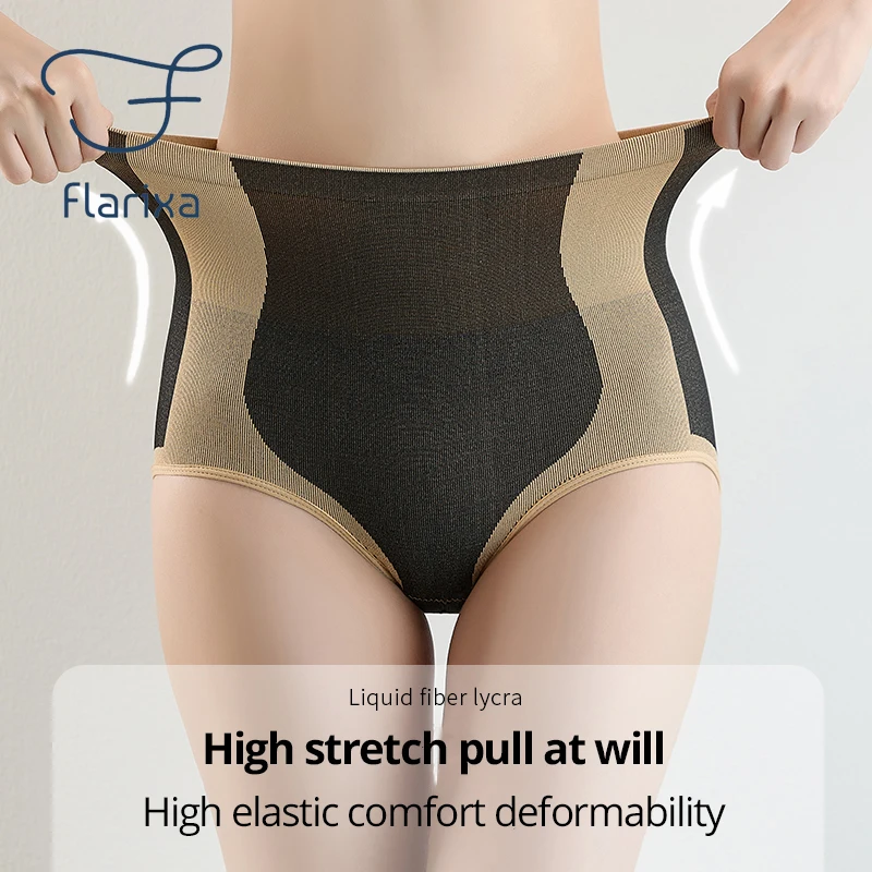 Flarixa Seamless High Waist Briefs Breathable Panties for Women Slimming Underwear Female Lingerie Comfort Underpants Soft