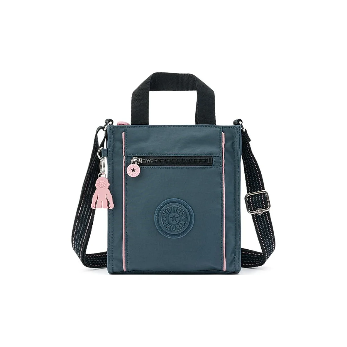 Kipling Polyamide Crossbody Handbag Small Unisex Black Pink Blue Patchwork KI94730JI
