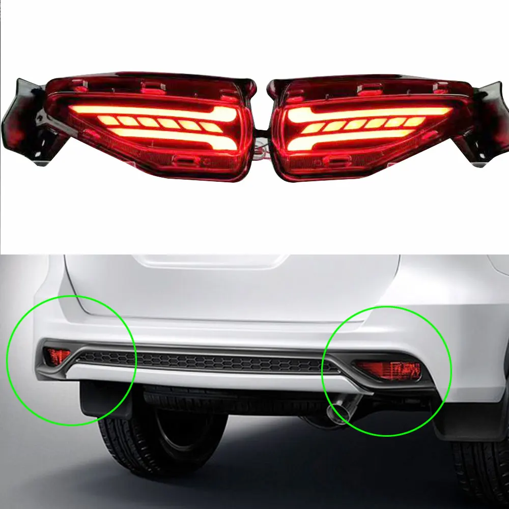 

1 комплект светодиодов для Toyota Fortuner SW4 2015 2016 2017 2018 2019 2020, отражатель заднего бампера, противотуманная фара, стоп-сигнал, указатель поворота