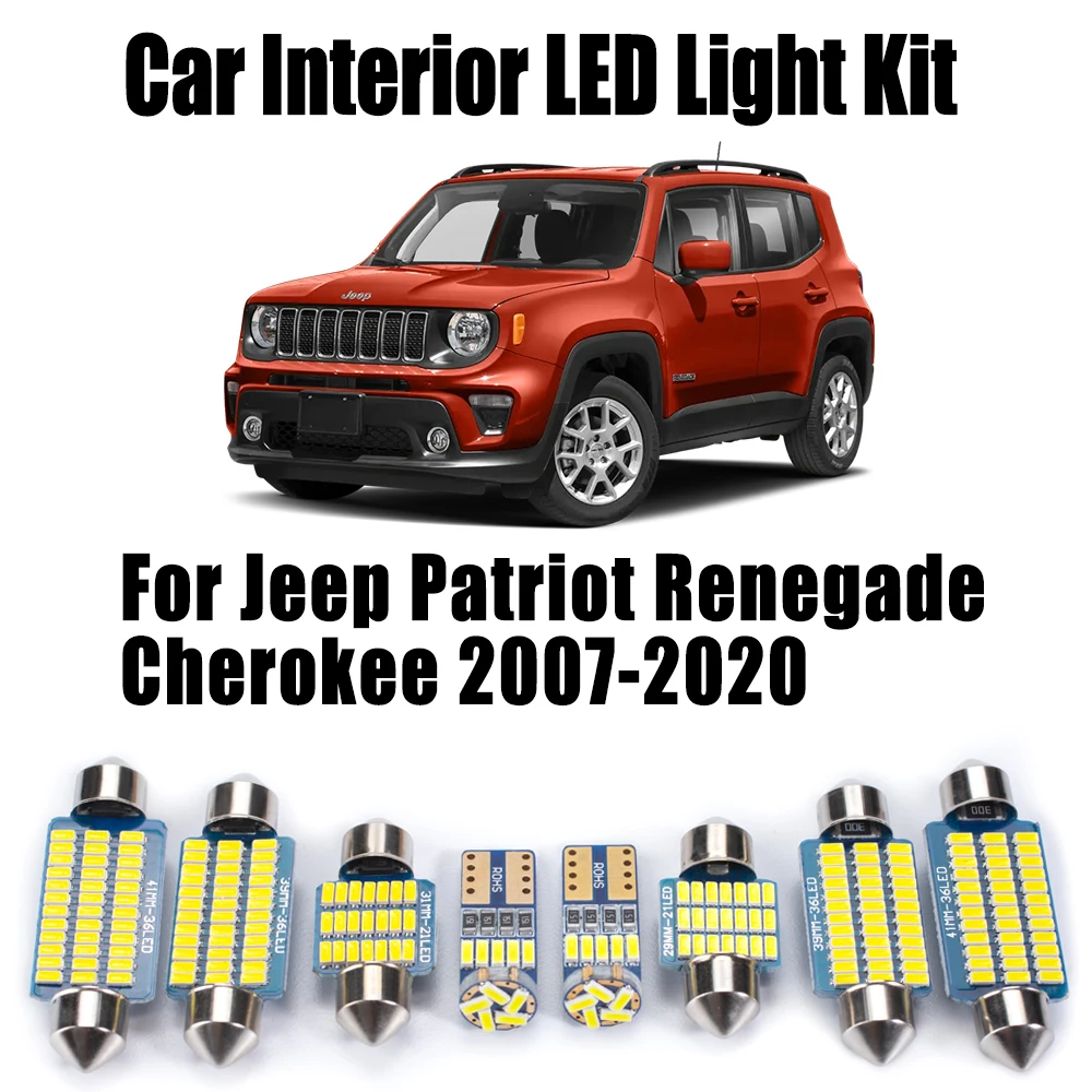 

Canbus Vehicle LED Interior Map Dome Trunk License Plate Light Kit For Jeep Patriot Renegade Cherokee 2007-2020 Car Accessories
