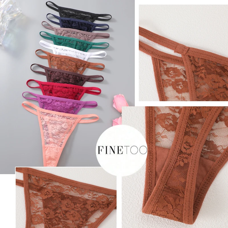 7Pcs/Set Women's Sexy Lace Transparents G-Strings Underwear Summer Solid Color Lace Floral Thongs Female Low Waist Sexy Lingerie - Image 5