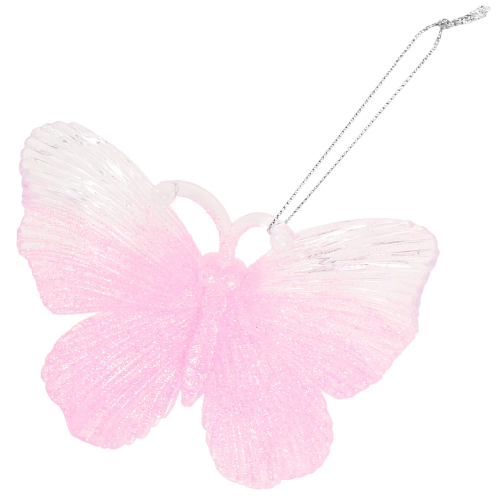 Pink Acrylic Butterfly Hanging Ornament Glitter Decorative Pendant Photography Prop Christmas Tree Hanging Decoration
