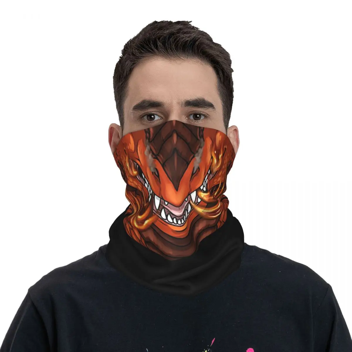 Fire Dragon Bandana Neck Cover Printed Wrap Scarf Multifunction Headwear Cycling For Men Women Adult All Season