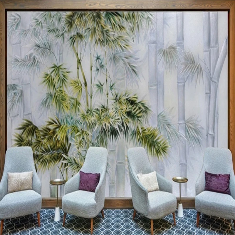 

MU8594 фотообои на заказ, новый китайский стиль, ручная роспись, обои с цветочным узором лотоса, ТВ, диван, фон, домашний декор, 3D