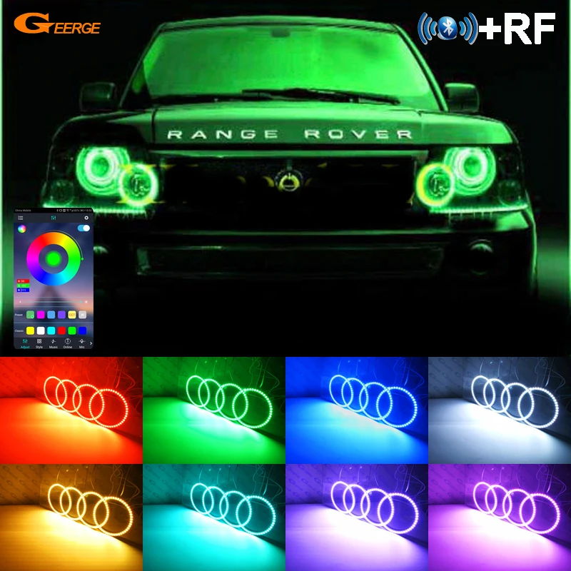 For Land Rover Range Rover L322 Sport HSE L320 RF Remote Bluetooth APP Ultra Bright Multi Color RGB Led Angel Eyes Kit