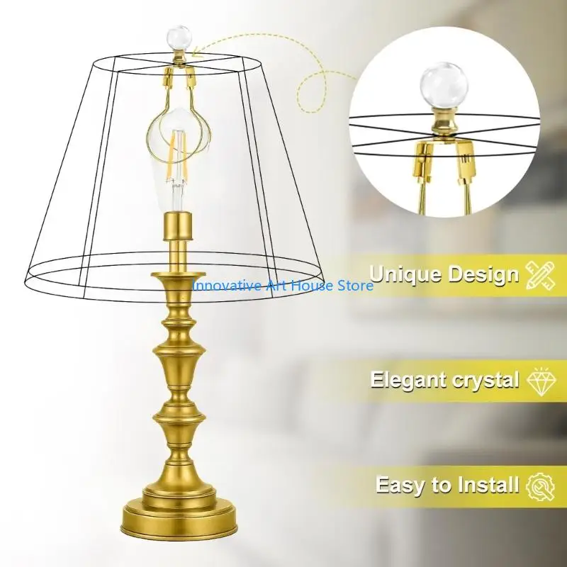 E1PC Clear Crystal Lamp Cap Knob with Metal Base for Table Lamp Finials Decorative