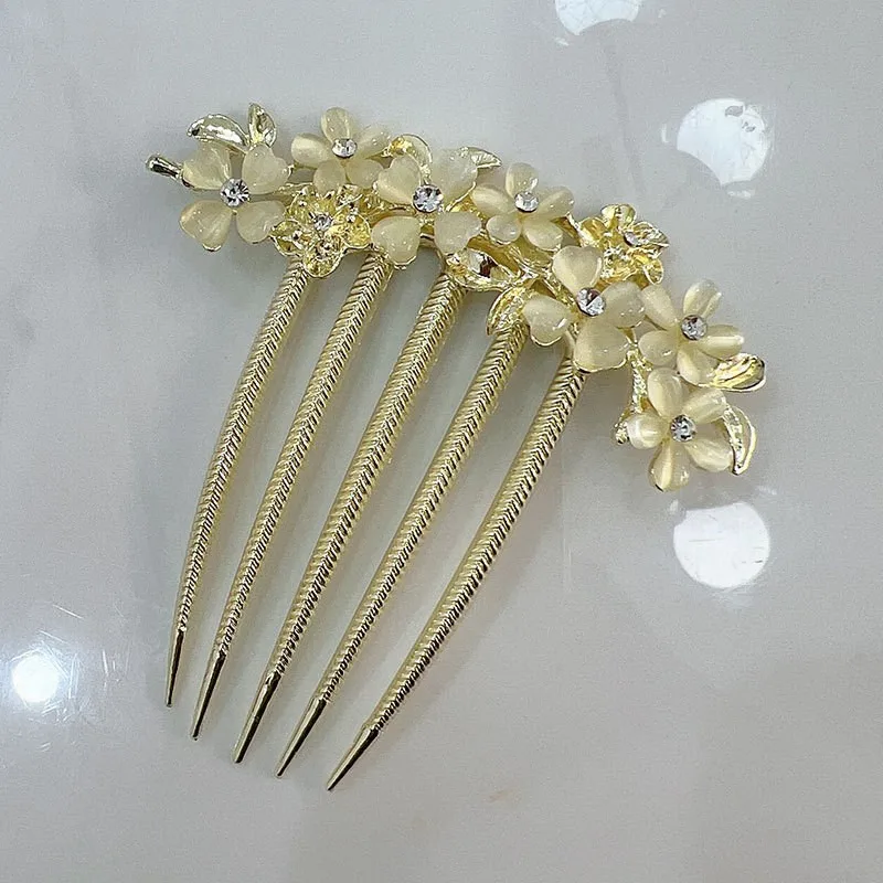 Women Bridal Flower Rhinestone Hair Combs Clips Wedding Hair Accessories Hair Pin Bride Barrette Hair Tiara Jewelry Accessories