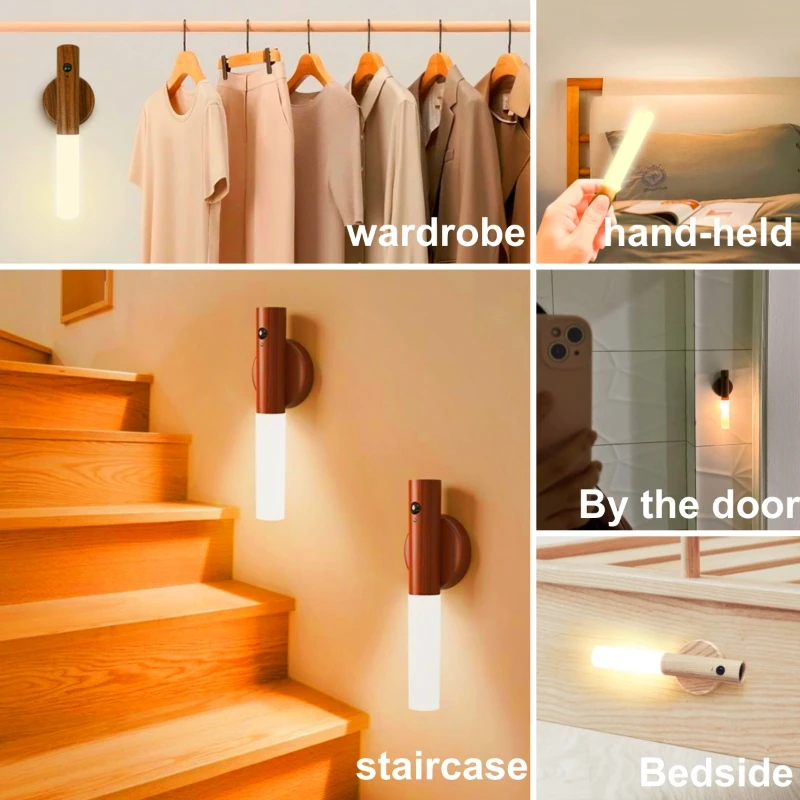 Magnetic LED Wall Light  Intelligent Human Body Induction Night Light Rechargeable Wall Light, Household Toilet Wall Light