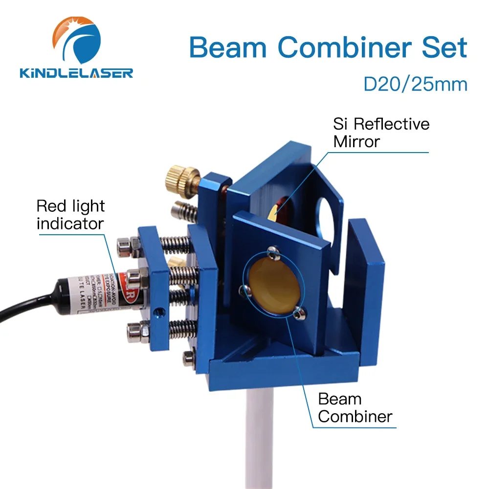 KINDLELASER 20mm ZnSe 레이저 빔 결합기 + 마운트 + 레이저 포인터 CO2 레이저 조각 절단기 용 블루 빔 결합기 세트