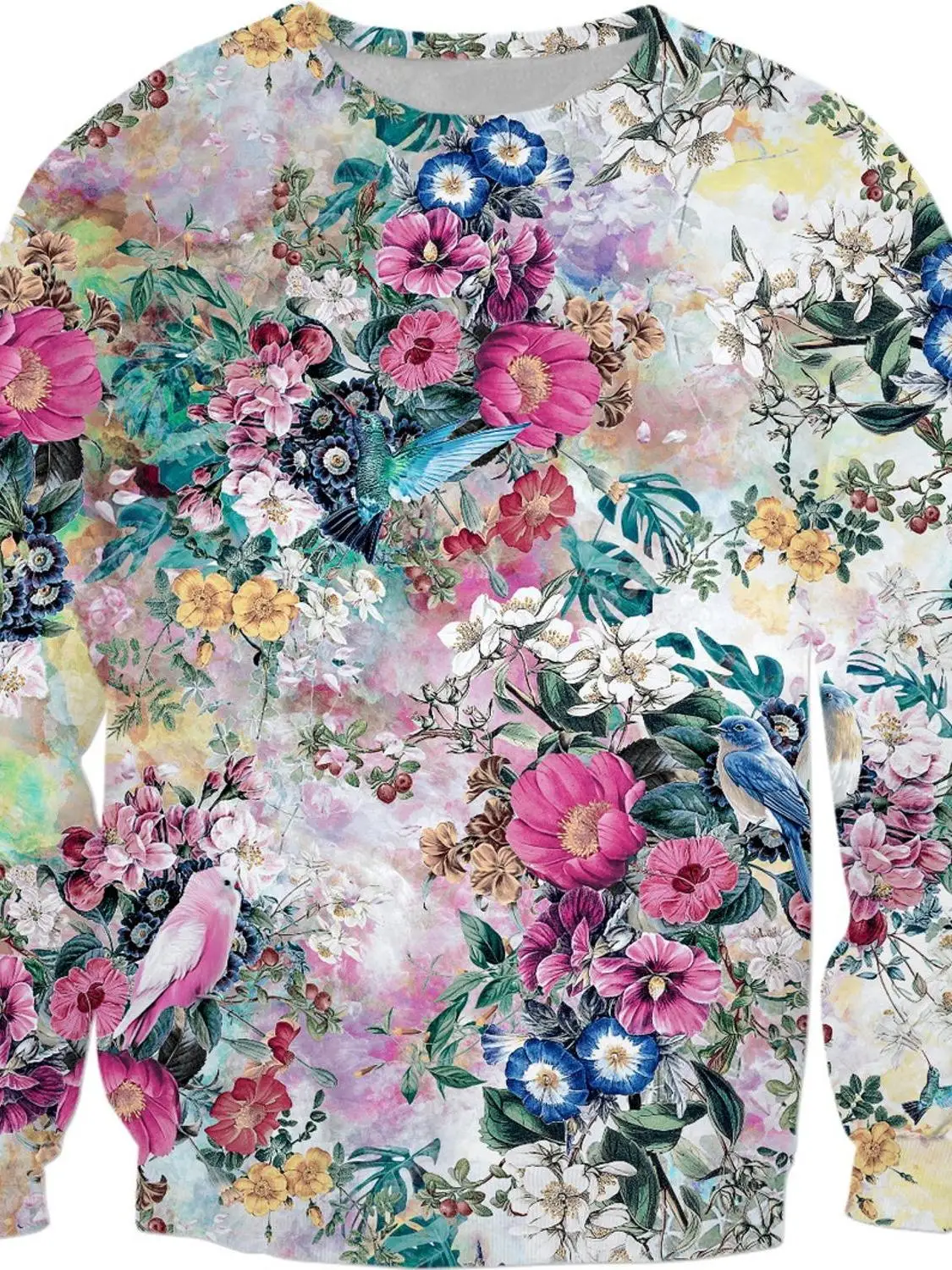 سترة دائرية بطباعة زهور متباينة، لون بلو منقوش عليه زهور، طاقم كاجوال مريح سابق طويل... #2