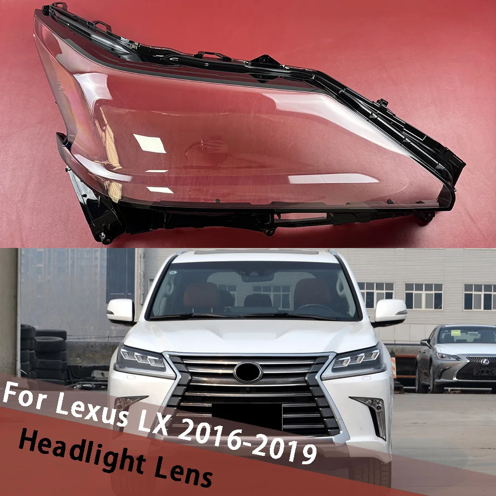 

For Lexus LX LX570 2016 2017 2018 2019 (Black Edge) Headlight Cover Lens Headlamp Shell Replace Original Lampshade Plexiglass