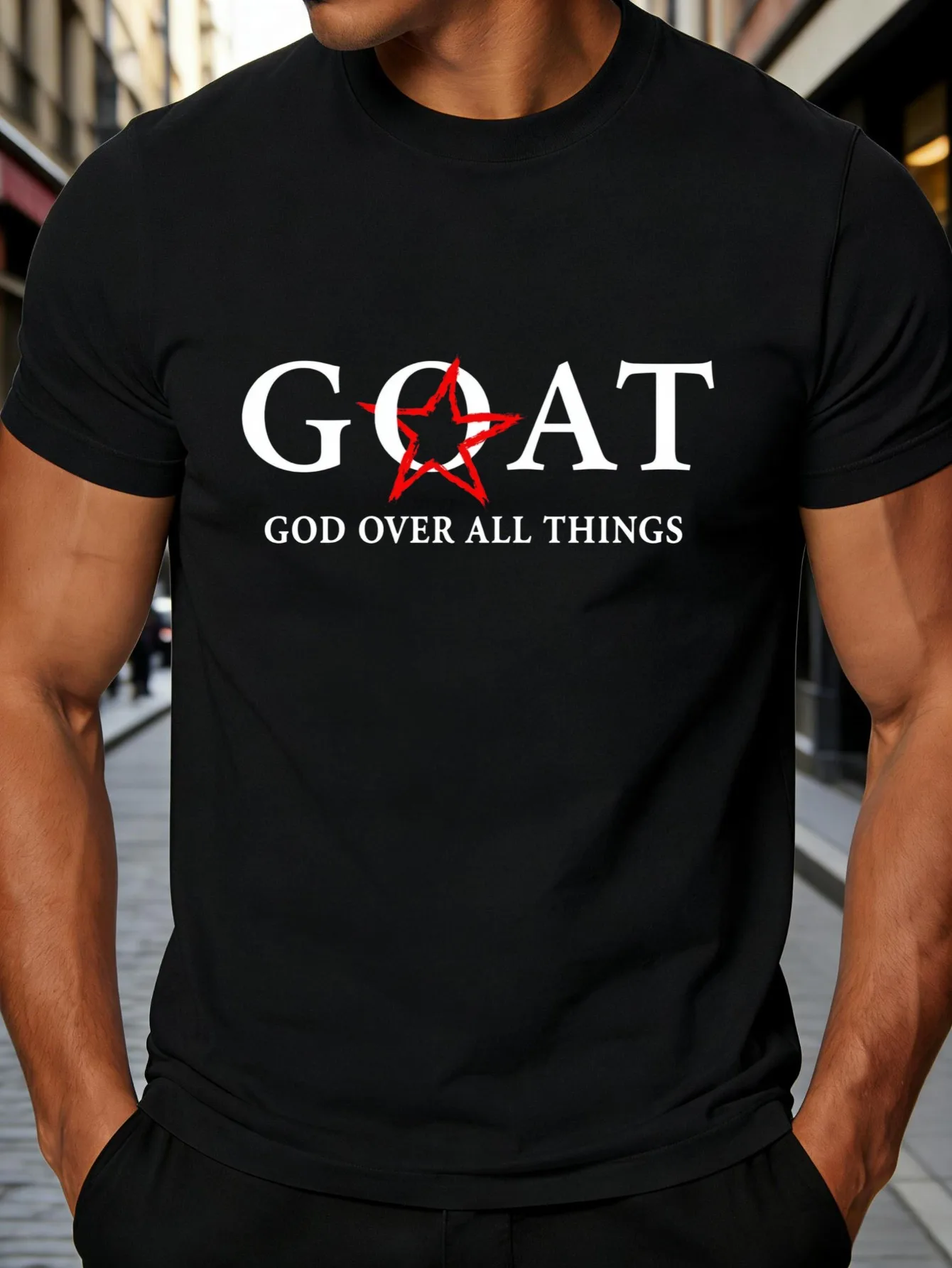 Religious Statement Men's T-Shirt: the Goat God Is the Master of All Things Design - Perfect Gift for Daily Wear and Religious Occasions, a Gift for Believers and Spiritual Individuals