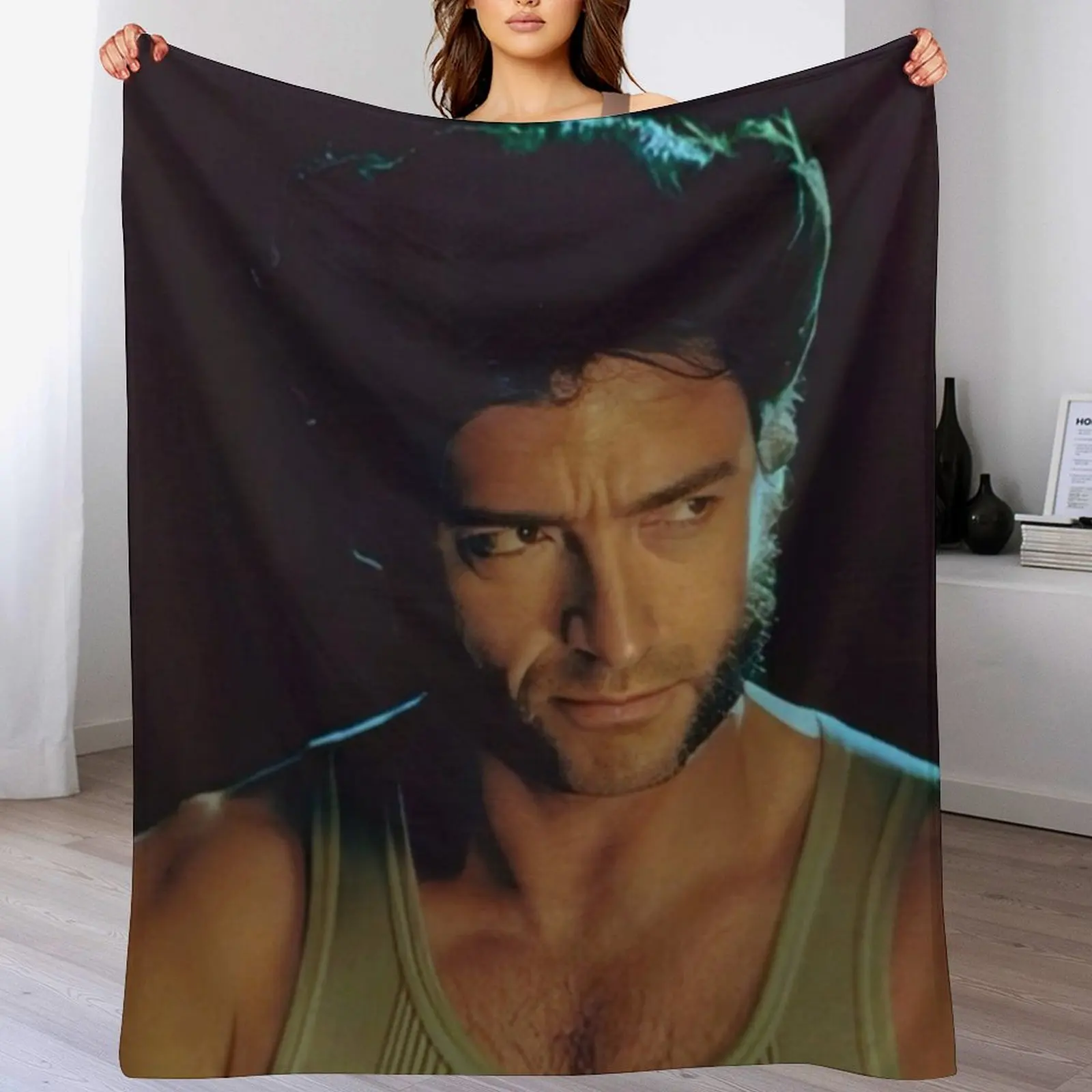 

Hugh jackman Throw Blanket Shaggy for winter Luxury Throw Heavy Blankets