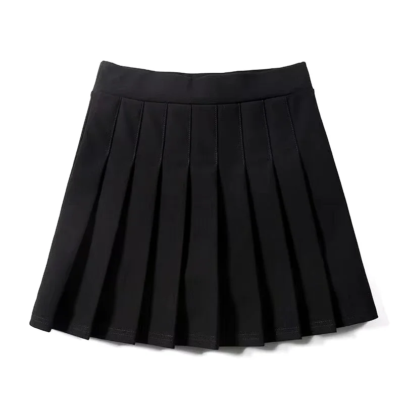 New  Skirt 2024  Women's Half length Skirt Harajuku Korean High Waist Black Mini Ruffle Skirt Women's School Uniform