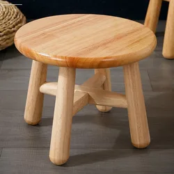 Solid Wood Small Stool Log Simple Low Stool Children's Small Wooden Stool Home Small Bench Shoe Stool Coffee Table Round Stool