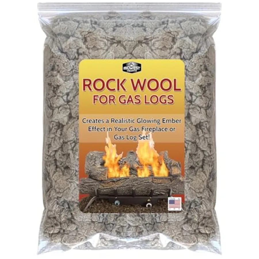 

Rock Wool for Gas Logs 6 oz Glowing Embers Effect for Gas Fireplace and Gas Log Sets Vented and Unvented Compatible Made in USA