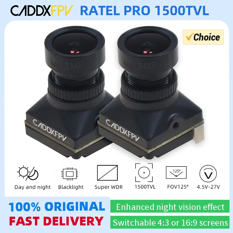 

Caddx Ratel PRO FPV Camera 1500TVL 16:9/4:3 NTSC/PAL FOV125° Blacklight Night Camera For FPV Drone CADDXFPV