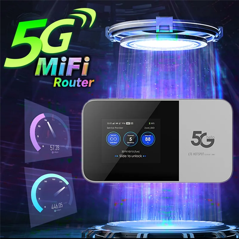 

SUNRI-M2B 5G Mifi Wireless Mini Portable Broadband Router Travel Wi-Fi Mobile Hotspot 5G Modem Sim Card Wifi Router 5Ghz Wifi6