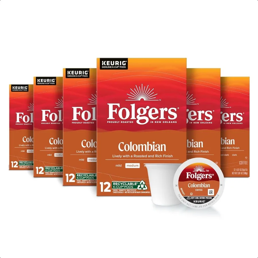 

Folgers Colombian Medium Roast Coffee 12 Keurig KCup Pods Pack of 6