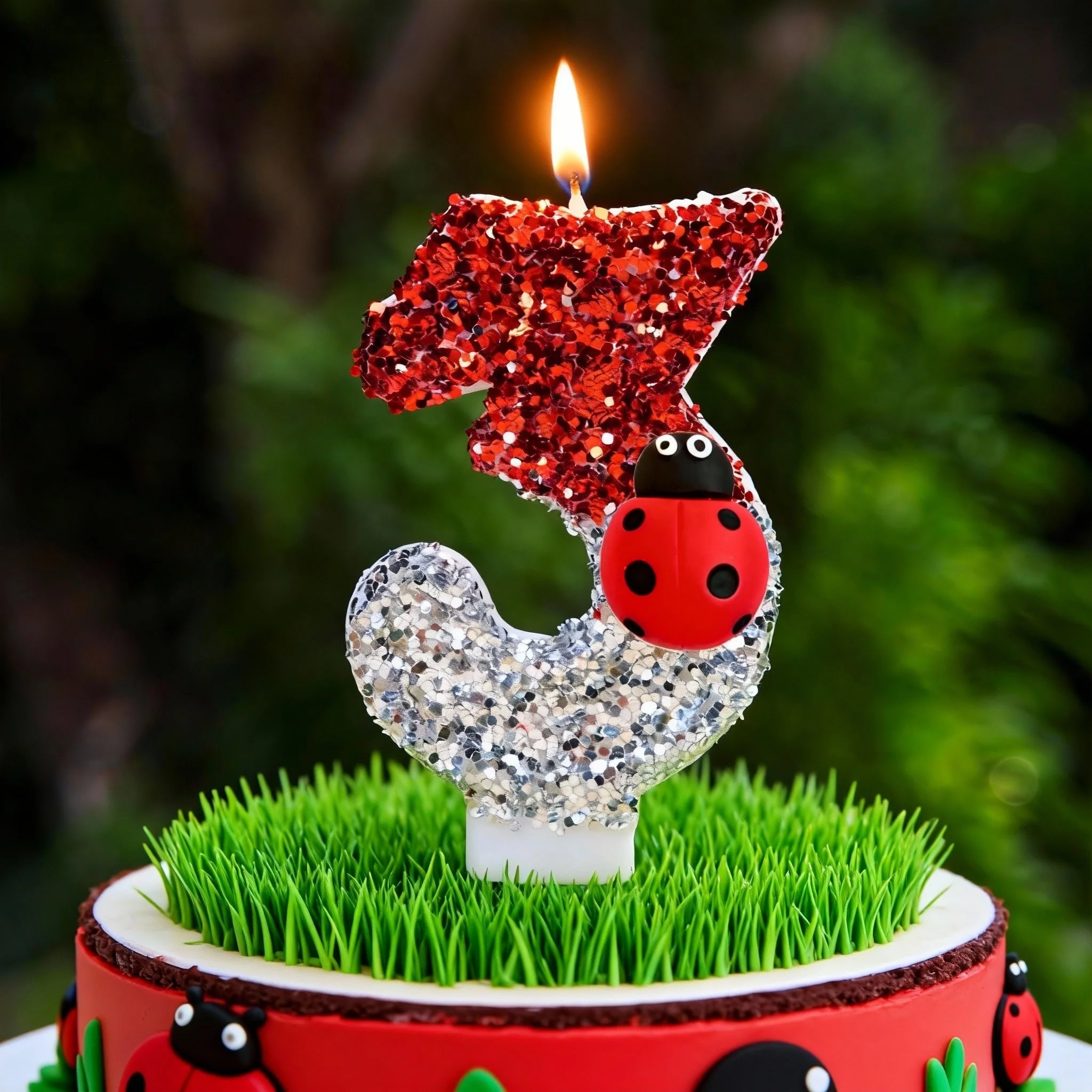 Niedliche Marienkäfer-Kuchen-Zahlenkerze, Geburtstagskerze, kreative Insektenkerze, Geburtstagsparty-Dekoration