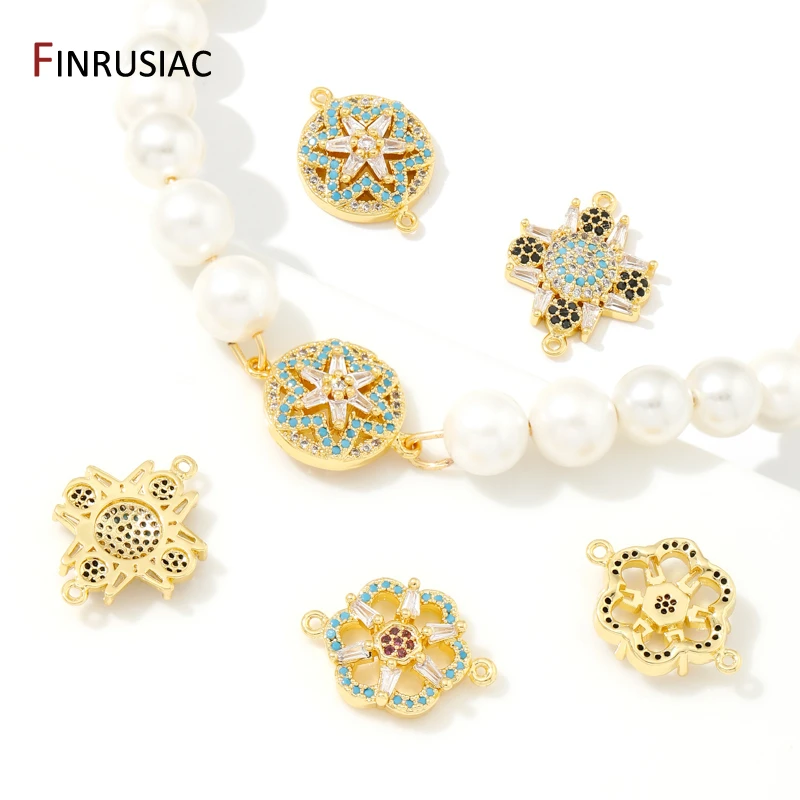 18K Gold Plated Brass Zircon Connector Charms,Connector For Jewelry,Charm Connector For DIY Necklace Bracelet Making Accessories - view 5