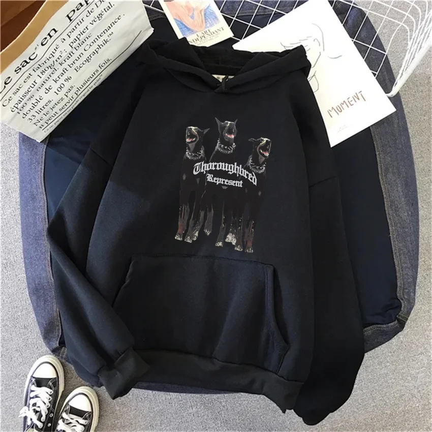 Rottweiler Doberman Hip Hop donna felpe in pile autunno donna Casual Pullover Harajuku Streetwear maschile felpa con cappuccio abbigliamento Unisex