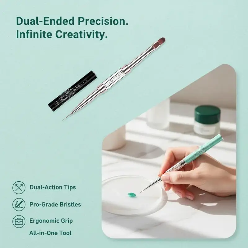 Double Ended 14cm Nail Builder Liner Brush Multi-scene Use for French Nails Design Manicure Salon Beginners