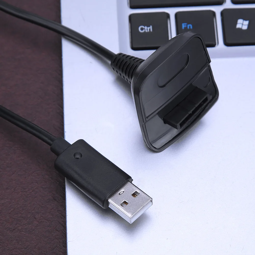 Image 6: Câble de chargement USB pour manette XBOX 360, connexion sans fil, 150cm, noir et blanc