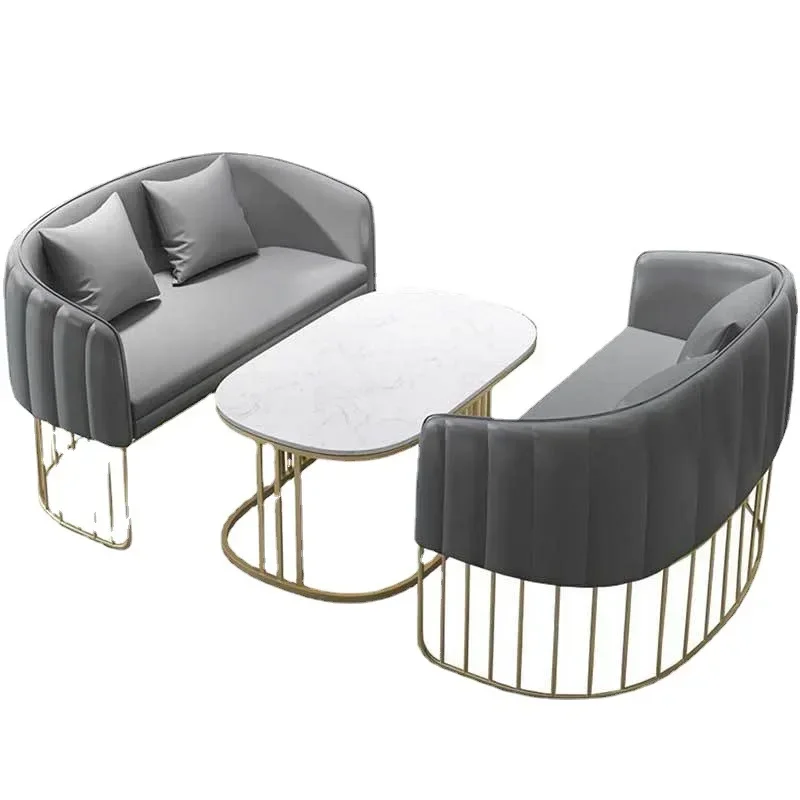 Western restaurant double sofa table and chair combination nail salon leisure lounge area reception booth