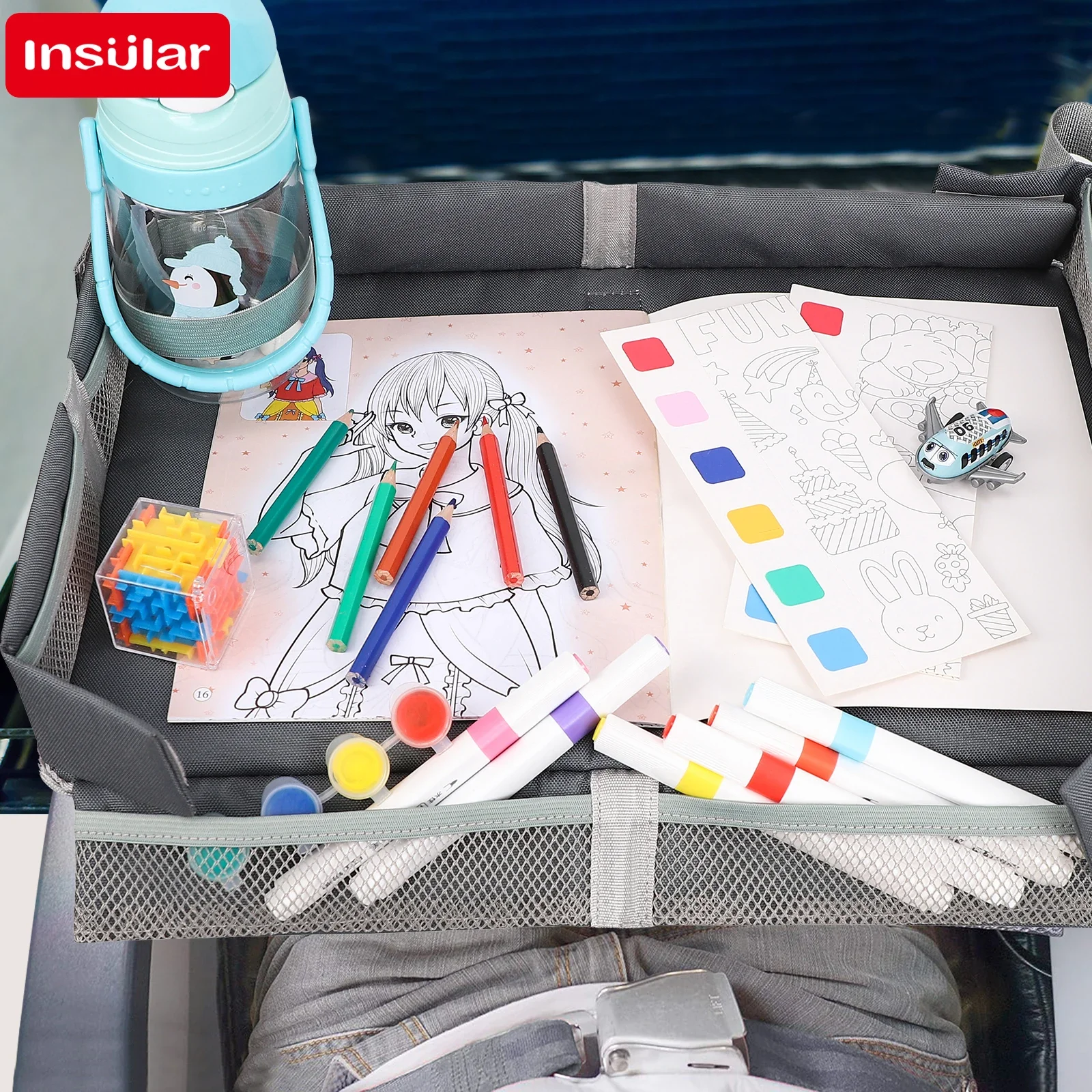 INSULAR Children Portable Travel Painting Tray Multifunctional Folding Drawing Board Easy Wipe Whiteboard For Boys Girls