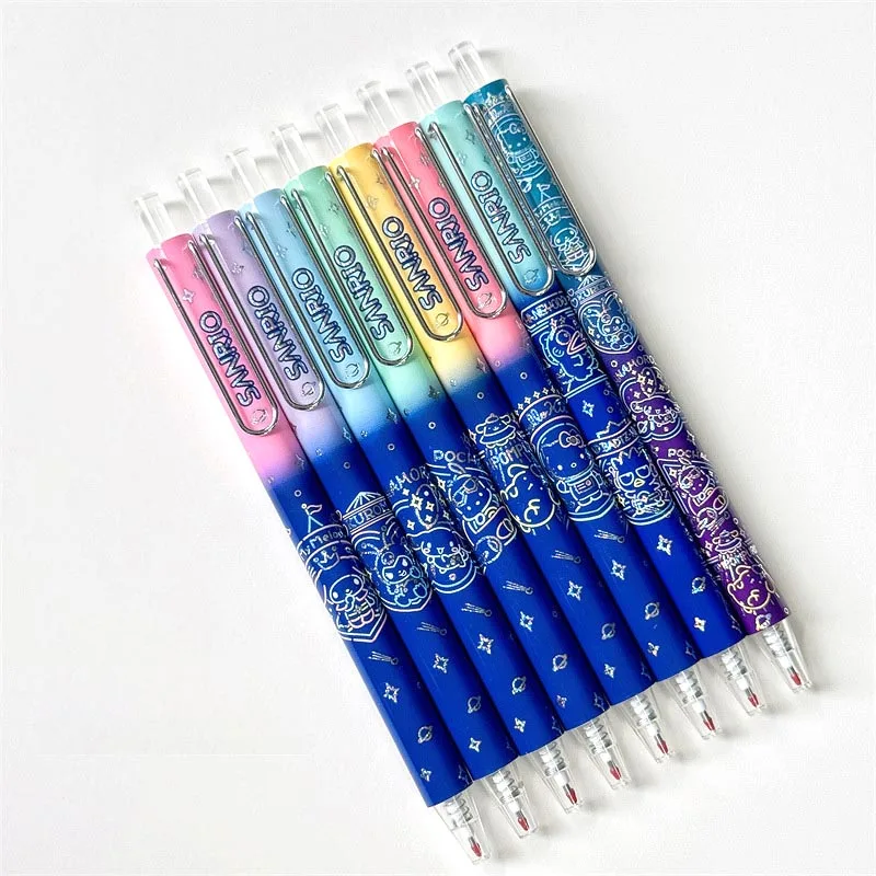 24pcs/lot Cartoon Sanrio Press Gel Pen Creative Neon Style 0.5mm Black Ink Signature Pens Gift Office School Supplies