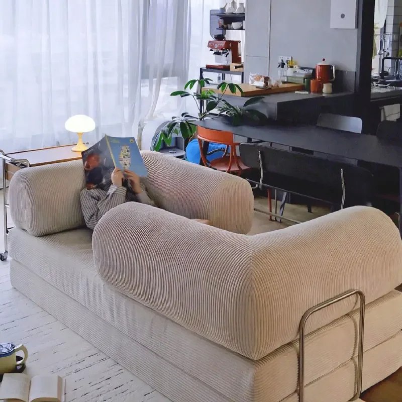 Modern retro corduroy fabric, lazy sofa bed