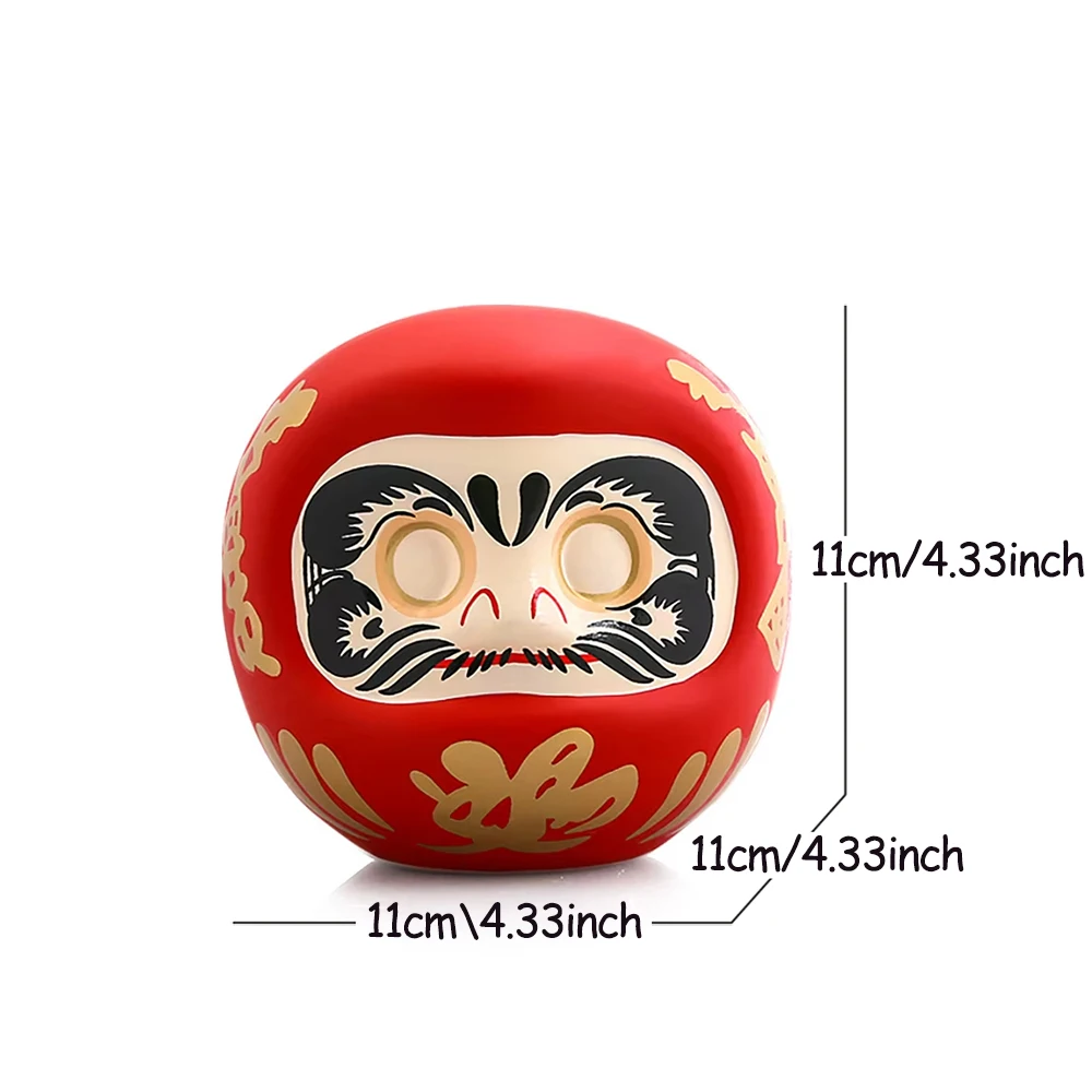 Estatua de Daruma de cerámica japonesa, amuleto de la suerte, adorno Zen, estatuilla Fengshui, caja de dinero, para el hogar Decoración de mesa,