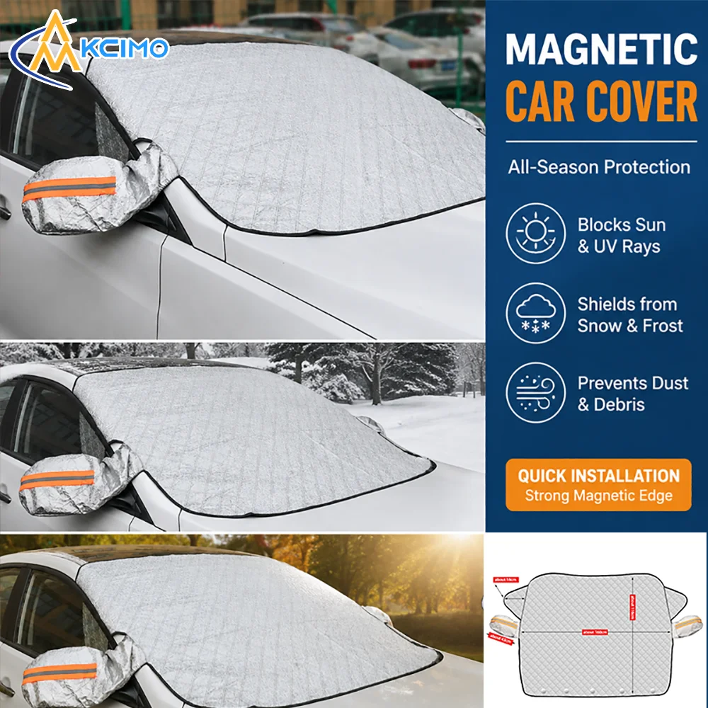 1Pc Magnetic Waterproof Windshield Cover, All-Weather Snow UV & Heat Resistant Car Shield