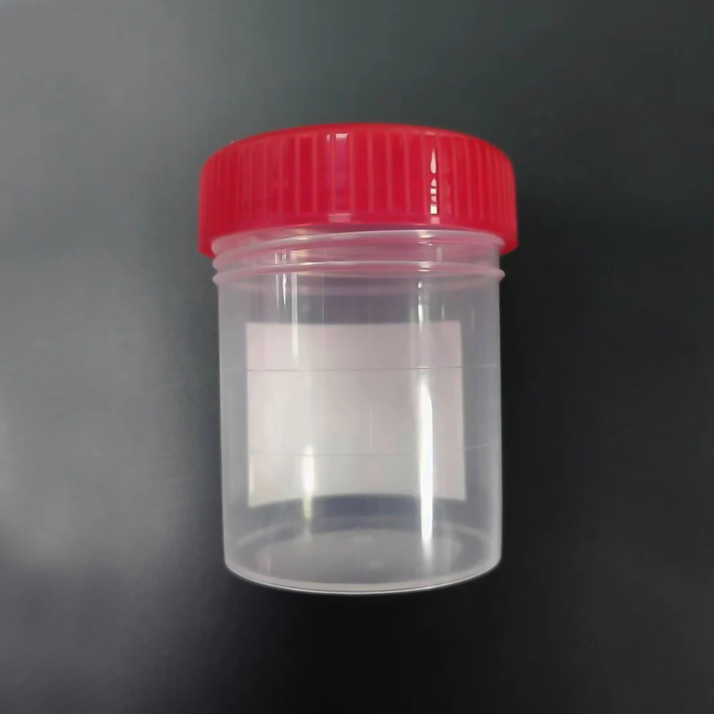 100Pcs 60ML Disposable Urine Collection Sample Cup Sterile PP Plastic Specimen Bottle Container for Medical Use