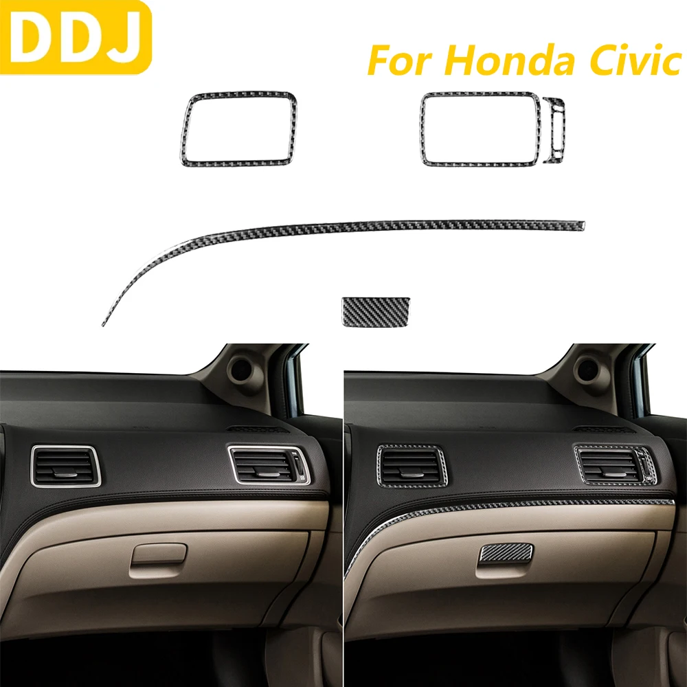 

Для Honda Civic 9th Coupe/Sedan 2013-2015 углеродное волокно второго пилота для хранения вентиляционных отверстий, накладка, автомобильные аксессуары, наклейка
