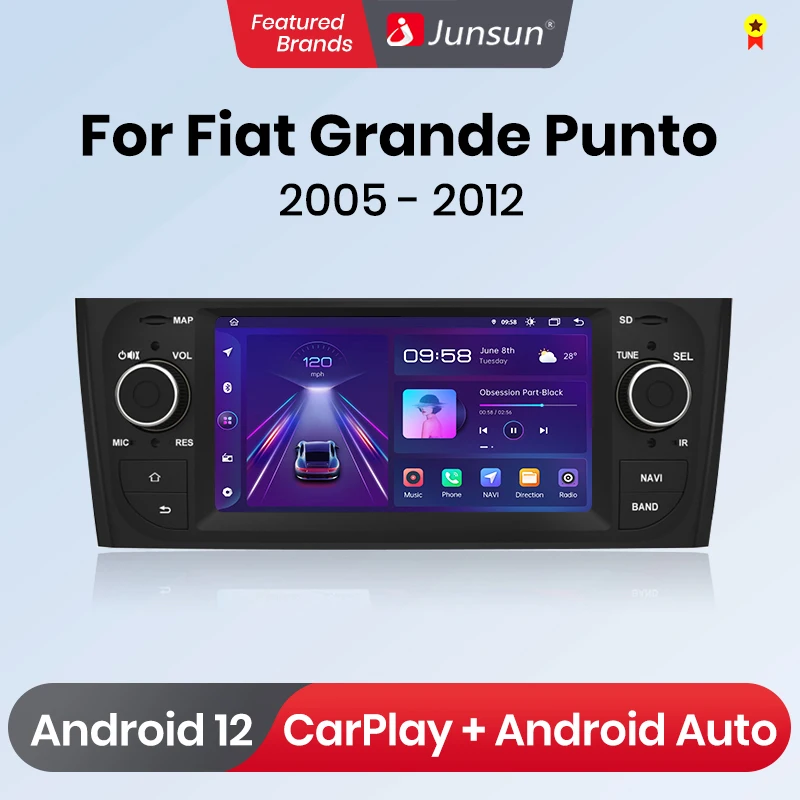 Junsun 7inch Car Radio For Fiat Grande Punto 2005-2012 Car Smart Systems For Apple Carplay FM GPS SWC BT