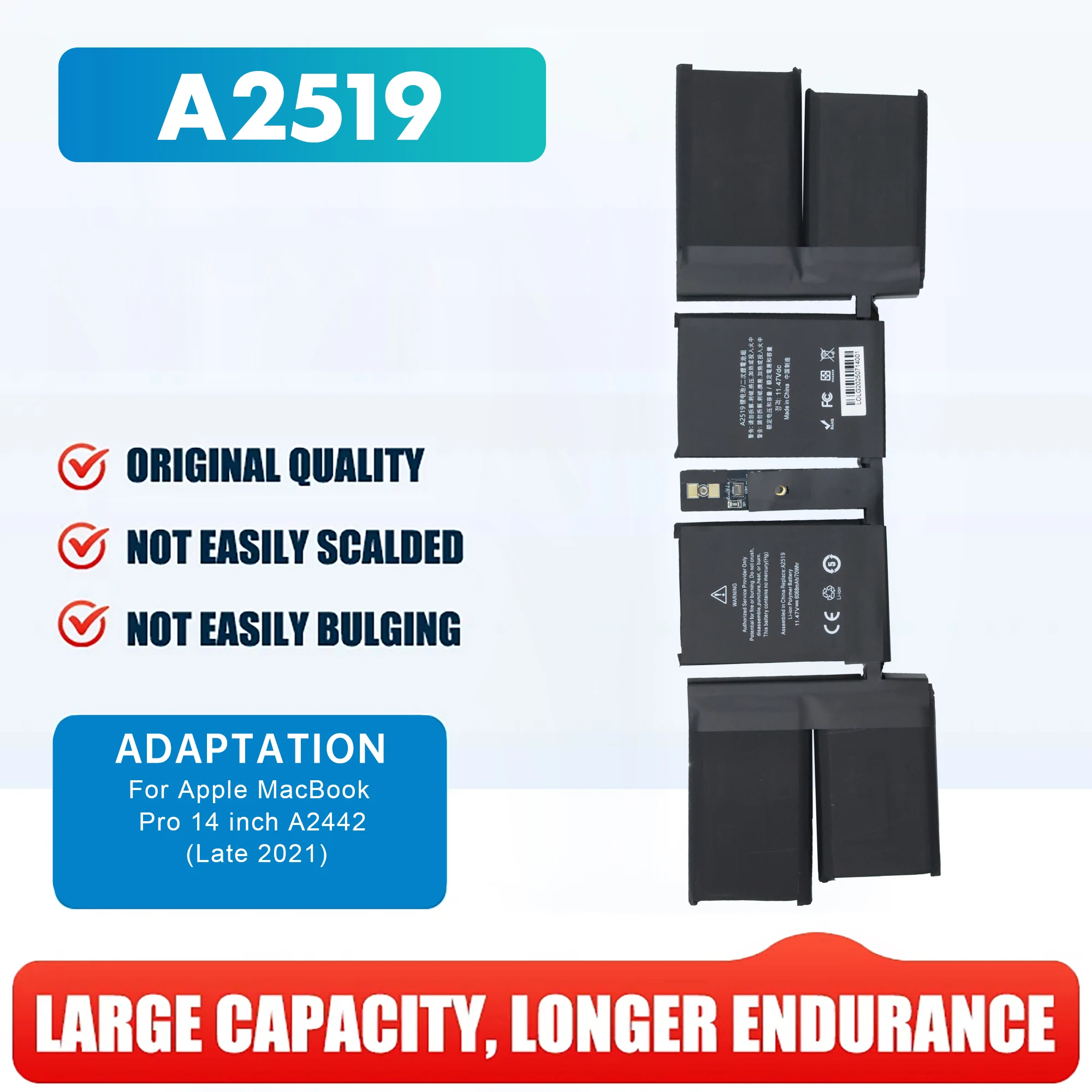 

A2519 Аккумулятор для ноутбука Apple MacBook Pro 14 дюймов Smart A2442 M1 Retina MKGT3LL/A MKGR3LL 2021 год