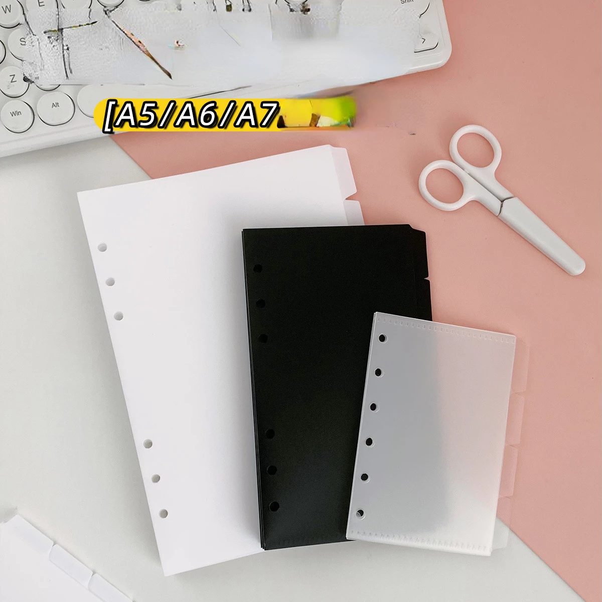 Carpeta A5 A6 A7, carpetas divisorias de bolsillo PP para cuaderno de 6 anillas, página divisora, bolsa archivadora de documentos de hojas de PVC